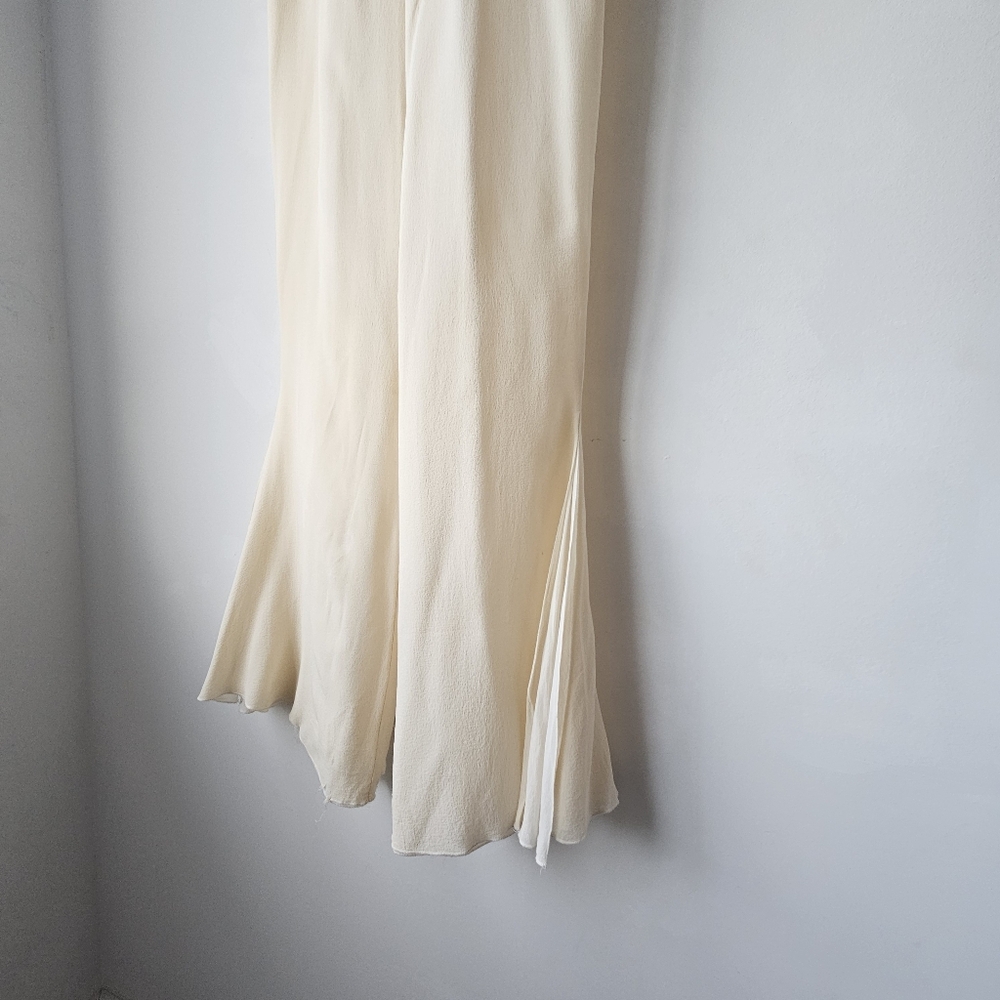 AKRIS Cream Side Slit Layered Silk High Waist Flowey Pants - Picture 5 of 16